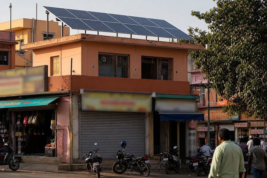 6kW rooftop solar system on a retail shop in Johari Bazaar, Jaipur