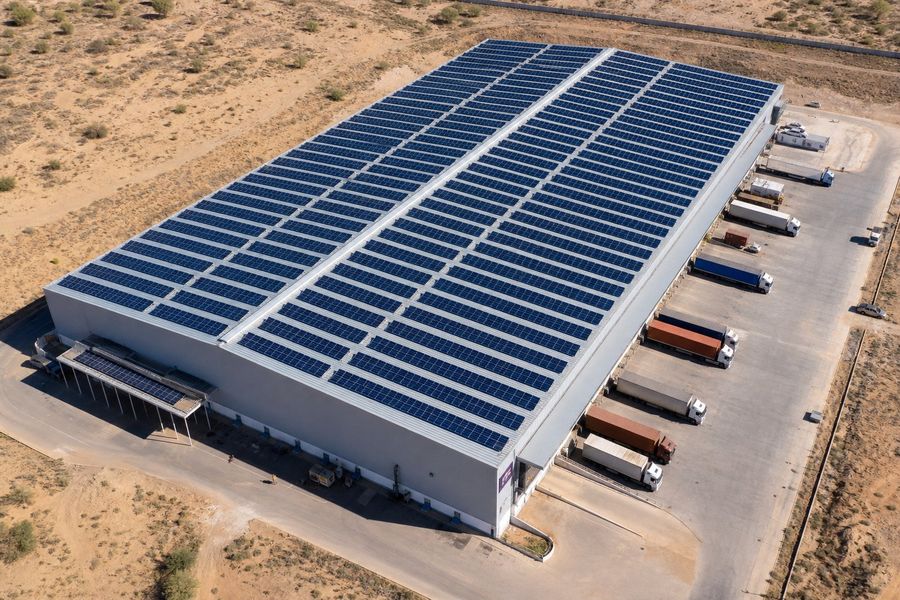 250kW industrial rooftop solar plant on a warehouse in Bhiwadi, Rajasthan